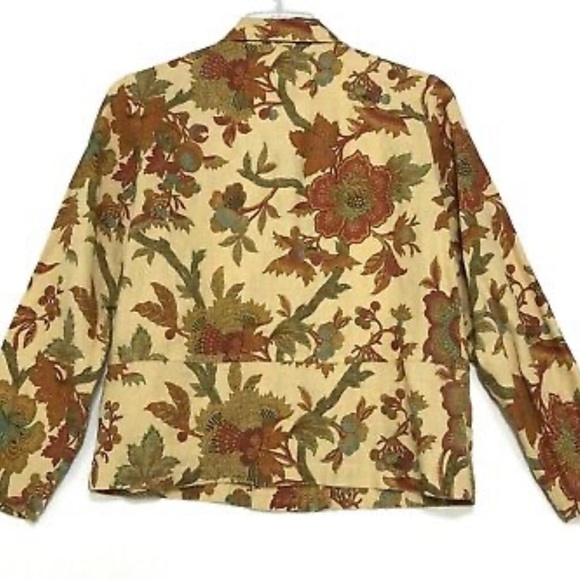 Pure Linen Floral Embroidered Blazer Shacket size large - Picture 1 of 7